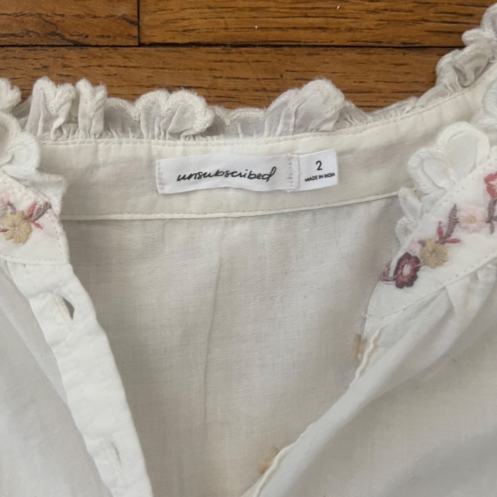Unsubscribed Embroidered Floral Blouse in White MSRP $280 - Picture 3 of 9